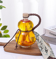 Bouteille en verre transparente créative en forme de gourde 250ml 375ml 500ml pour boissons, vin, avec bouchon, emballage de vin, bouteille vide, vin de fruits