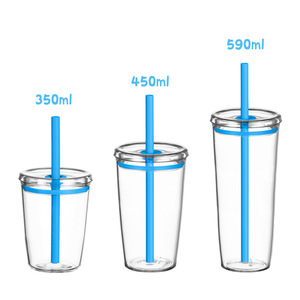 Vaso Personalizado de Tritán Transparente de 590 ml para Bebidas, <span class=keywords><strong>Libre</strong></span> de BPA, Reutilizable, con Tapa y Pajita - Product Image 3