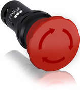1SFA619550R1051 22mm, Bouton d'arrêt d'urgence série 1SFA, Montage, 2 contacts NC, IP66, IP67, IP69K, Déclenchement, Rouge