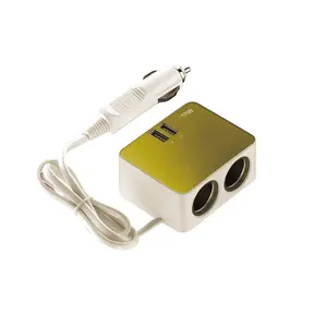 Kostenlose Anpassung 120W Fahrzeug Aluminium Dual USB 2.1A DC Ladegerät Adapter 12V zwei Steckdosen Zigaretten anzünder Netz stecker für Auto