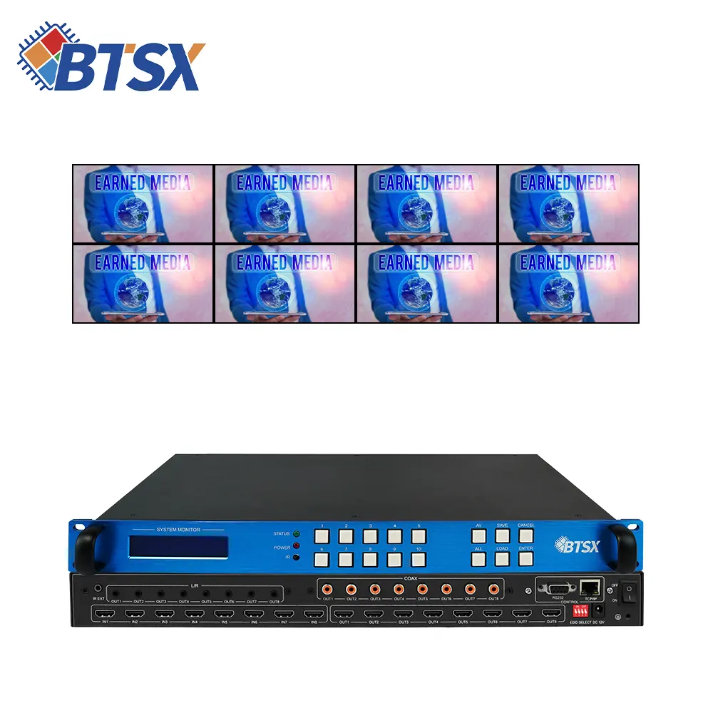 Bitvisus 2X2 3X3 4X4 8X8 4k60 HDMI Matrix Switcher With Audio Video Wall Controller