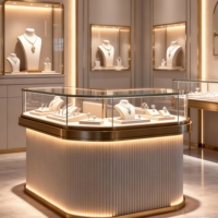 Vente directe d'usine Yoshing, vitrine de présentation de bijoux LED étanche pour la décoration intérieure des magasins, design de comptoir de bijouterie