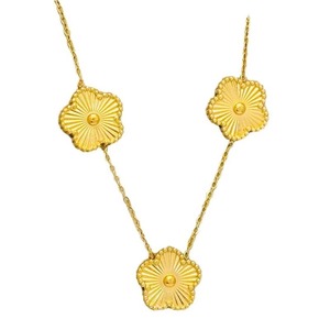 แฟชั่นชุดเครื่องประดับลูกปัดดอกไม้อินเทรนด์18K ชุบทองไทเทเนียมเหล็กห้าใบโคลเวอร์สร้อยคอสร้อยข้อมือสำหรับผู้หญิง - Product Image 6