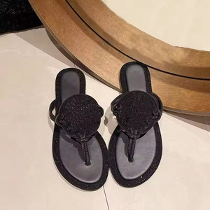 Sandalias de Verano de Diseño con Pedrería, Punta Abierta, Estilo <span class=keywords><strong>Chanclas</strong></span>, para Mujer, Casuales, de Playa, con Suela Plana - Product Image 5