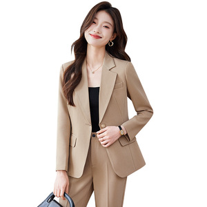 Women's Black Blazer Suit Set Full Sleeve Polyester Anti-Wrinkle Elegant Autumn Professional Design - Product Image 5
