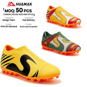 HUAMAK - Zapatos de Fútbol para Niños, <span class=keywords><strong>Botas</strong></span> de Fútbol sin Cordones para Césped <span class=keywords><strong>Artificial</strong></span>, Tacos de Entrenamiento Juveniles con Estampado Personalizado, Transpirables y Ligeros - Product Image 1