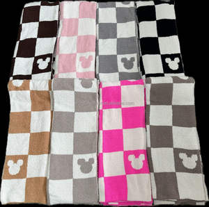 Venta al por mayor con logotipo personalizado, <span class=keywords><strong>manta</strong></span> hasta la rodilla, sofá, bebé, acogedor, rosa, felpa, cálido, lazo, nudo, Navidad, invierno, mantas de lana con lazo - Product Image 4