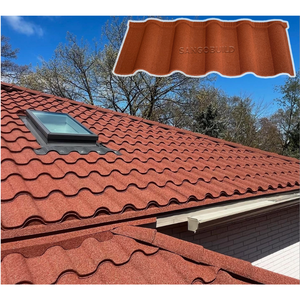 Matériaux <span class=keywords><strong>de</strong></span> construction modernes européens Tuiles <span class=keywords><strong>de</strong></span> <span class=keywords><strong>toit</strong></span> en métal orange Feuilles <span class=keywords><strong>de</strong></span> toiture en acier revêtues <span class=keywords><strong>de</strong></span> pierre ondulées pour l'Amérique - Product Image 2