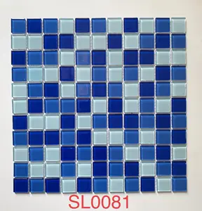 Mixed Color Crystal Mosaic Tiles 23x23mm 300x300mm Polished 4mm Kitchen Bathroom Floor Swimming Pool Graphic Design Stone Metal