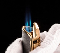 JOBON Allume-cigare à gaz butane rechargeable personnalisé avec logo personnalisé, flamme bleue à triple jet, vente en gros de fumée