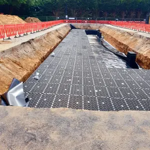 Tanques de agua de reciclaje de aguas pluviales para drenaje de canales de estacionamiento y paisaje