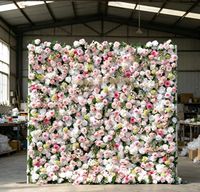 Panneau mural de fleurs artificielles en soie verte 5D réaliste, toile de fond de mariage de 2,4 m, fait main, imperméable et souple