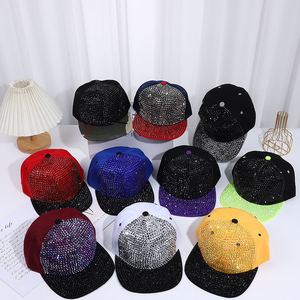 Two Tone Bling Diamond <b>Snapback</b> Hat Rhinestone Flat Brim Baseball <b>Cap</b> Hip Hop Crystal Studded Party Festival Custom Logo - Product Image 1