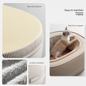 Köpek Yatağı Yıkanabilir Çıkarılabilir Kılıf Yuvarlak Oval Sıcak Kordonlu Kedi Yatağı Küçük Orta Boy Evcil Hayvanlar İçin Yuva - Product Image 2