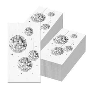 Huancai, 20 Uds., servilletas para invitados <span class=keywords><strong>de</strong></span> bola <span class=keywords><strong>de</strong></span> discoteca, servilletas <span class=keywords><strong>de</strong></span> papel desechables plateadas, toallas <span class=keywords><strong>de</strong></span> mano para baño para 70s 80s 90s, suministros para fiestas - Product Image 4