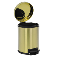 Poubelle à pédale HANGSHAU brevetée série ASIM 5L au design rond classique en laiton brossé doré pour la maison salon salle de bain