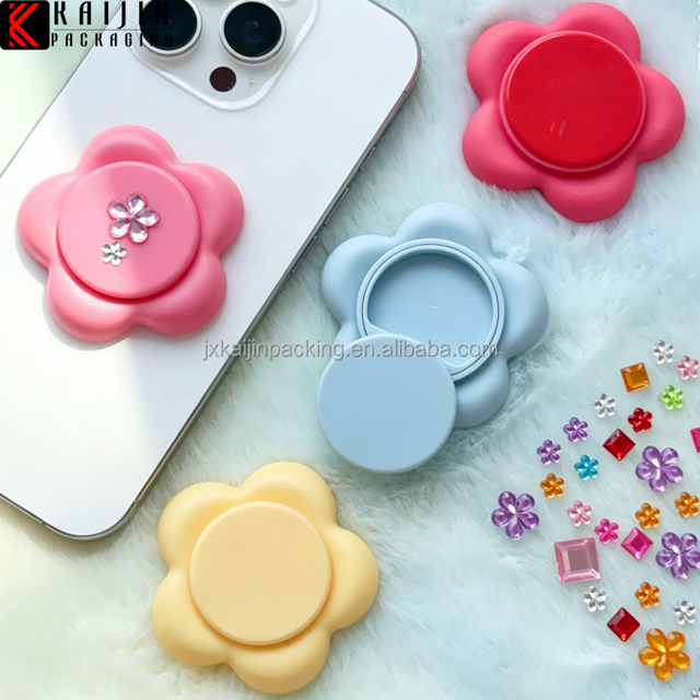 Custom Flower Lip Balm Container with Recycled Materials Custom Colors Lipstick Case Lip Mask Jar Blusher Eyeshadow Powder Case
