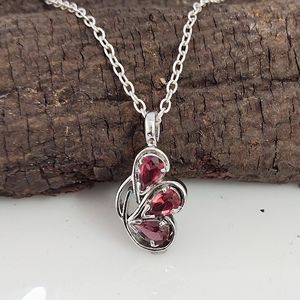 Ensemble de bijoux à motif floral, ensemble de bijoux en rhodolite naturelle, argent sterling 925, fabricant de bijoux sur mesure - Product Image 2