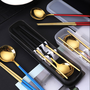 304 SS Portable Tableware 2Pcs <b>Set</b>, Public Serving Spoon & Chopsticks, Travel <b>Lunch</b> Kit, Promotional Gift - Product Image 4