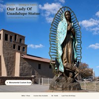 Statue de Notre-Dame de Guadalupe en Bronze de 170 cm, Patine Verte, Sculpture de la Vierge Marie en Cuivre, Monument d'extérieur pour Église Catholique, Vente en Gros