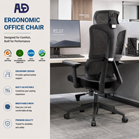 Chaise de bureau ergonomique en maille intégrale avec appui-tête et accoudoirs 3D, chaise de bureau ergonomique de luxe, directement de l'usine