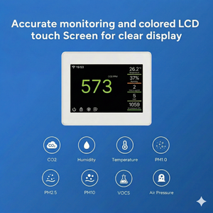 كاشف غاز ثاني أكسيد الكربون NDIR CO2 عالي الدقة بـ 8 معايير، يدعم AC24V RS485 Modbus BACnet MQTT 2.4/5G WiFi، لقياس PM2.5 PM1.0 PM10 <span class=keywords><strong>VOC</strong></span> - Product Image 2