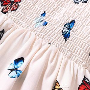 Smocked เสื้อผ้าเด็กชุดลายผีเสื้อสําหรับเด็ก Playsuits บอดี้สูทเสื้อผ้าเด็กคุณภาพสูง K-เย็บปักถักร้อย