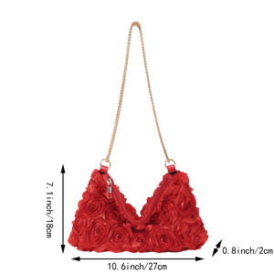Bolso de Noche con Lentejuelas y Flores 3D para Mujer, Cartera de Mano con Cremallera en Forma de Media Luna para Boda, Fiesta o Cita Nocturna - Product Image 5