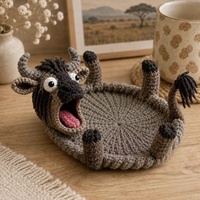 Sous-verre en crochet fait main motif animal, dessin animé, décoration de table, isolation thermique, support de tasse pour boissons de cuisine