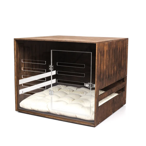 Cage pour chien de grande taille personnalisée, écologique, pour l'intérieur, meuble pour animaux de compagnie, cage en bois avec porte en acrylique, motif imprimé - Product Image 2