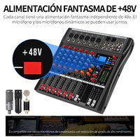 TNH MC-CT06 Console de mixage audio 6/8/12/16 canaux Table de mixage avec Bluetooth USB AUX Envoyer pour karaoké Stage Performance DJ