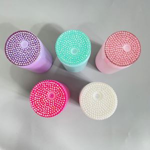 Couvercles en acrylique brillants et colorés sans BPA, ornés de strass, pour canettes en verre à double paroi de 12 oz et 15 oz, vente en gros du fabricant - Product Image 2