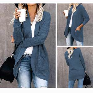 Wholesale <strong>Ladies</strong> Winter <strong>Cardigans</strong> Thick <strong>White</strong> Plus Size Long Pocket Solid Color Women Chunky Knit <strong>Cardigan</strong> Sweater - Product Image 2