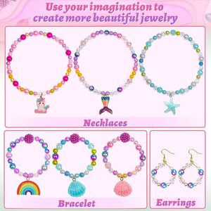 Kit de joyería DIY Crystal Tec para niñas de 7 a 12 años, con cuentas de resina plástica para hacer pulseras y collares, regalo artesanal. - Product Image 3