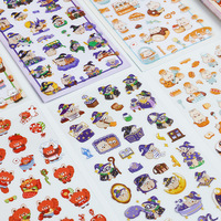 6pcs Per Pack Stiker Moyou Shop Diary Bertema Kartun Transparan Tahan Air Bahan PET untuk DIY Bullet Journal