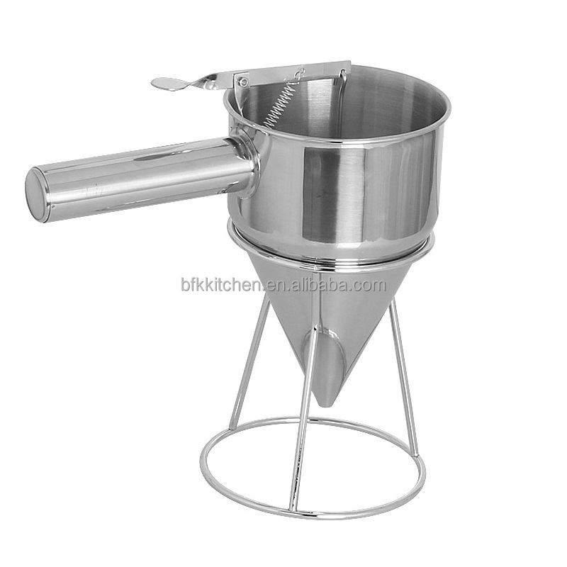 Food GradeTaiyaki Taikoyaki Pancake Waffle Cake Batter Disperser Pancake Octopus Ball Funnel With Stand For Sale