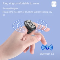 Télécommande sans fil S18 Ring TikTok transfrontalière pour selfie, style paresseux, contrôle des pages et des impressions, pour téléphone, portée 10m