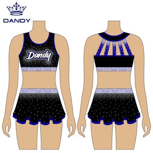 Wholesale Comfortable Compression <strong>Cheerleading</strong> Bras and Shorts <strong>Cheerleading</strong> Practice Sets With Shiny Rhinestones - Product Image 1