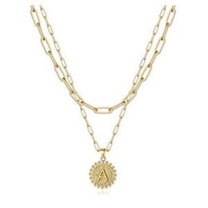 Collar de Clavícula Impermeable Antideslustre de Doble Hilo con Diseño de Clip, Colgante Personalizado con Letra Inicial, Joyería Apilable Diaria <span class=keywords><strong>para</strong></span> Mujer - Product Image 2