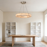 Lustre octogonal en albâtre espagnol de grande taille, design italien haut de gamme, luminaire suspendu rectangulaire en marbre pour la décoration de la maison et des hôtels
