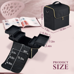 Travel <b>Makeup</b> Train <b>Case</b> with 4 Trays Large <b>Makeup</b> Bag Organizer with Luggage Sleeve Professional Cosmetic Storage Bags - Product Image 6