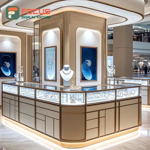 Comptoir à bijoux en bois haut de gamme, vitrine à bijoux en verre, éclairage LED, étagère de présentation de bijoux de luxe, unité de présentation - Product Image 5