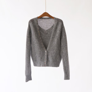 Nova Chegada De Lã De Duas Peças Colete <span class=keywords><strong>Cardigan</strong></span> Feminino De Malha Outerwear Terno Pode Ser Atacado Personalizado [cross-border Selling] - Product Image 3