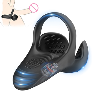 حلقة قضيب هزازة 3 في <span class=keywords><strong>1</strong></span> مع خاصية تأخير القذف وتحفيز نقطة G للرجال - Product Image 1