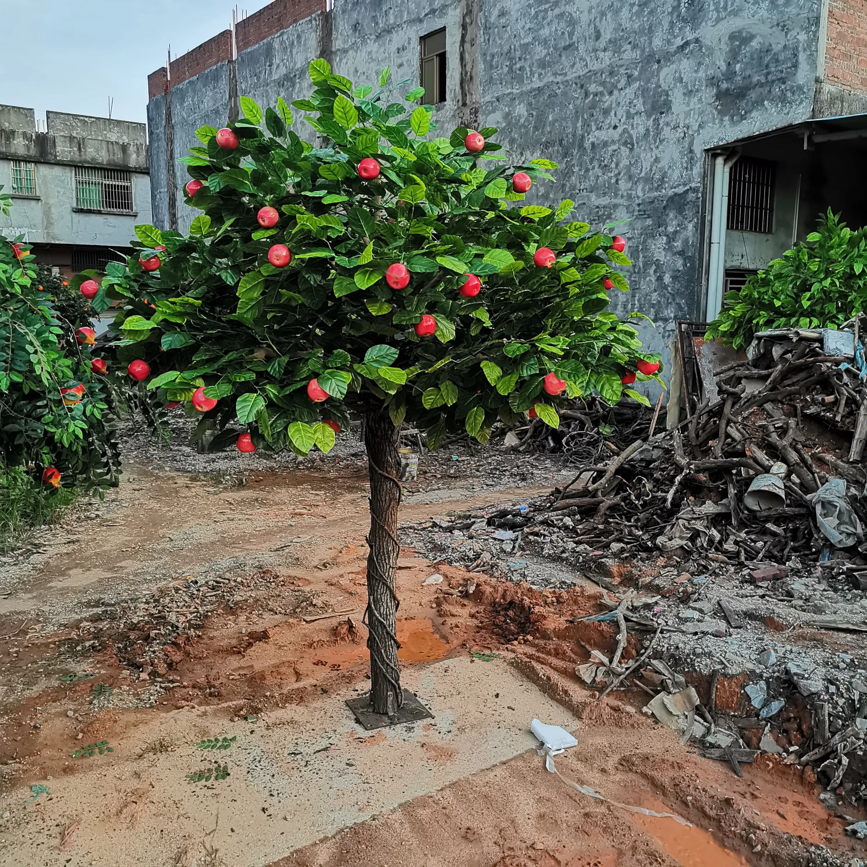 Árvore de frutas decorativa grande, planta falsa de madeira artificial leite de maçã para venda