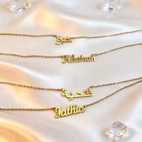Collier personnalisé en acier inoxydable double couche avec nom en lettres anglaises, pendentif nom arabe, lien tendance, cadeau mignon pour femmes et hommes