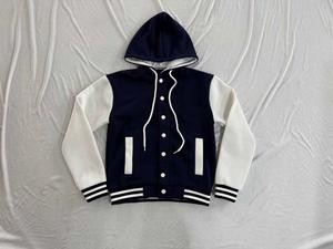 卸売 キッズ シェニール刺繍ロゴ入り ベースボールジャケット 男の子と女の子向け 100% コットン ツートンカラー スウェットジャケット - Product Image 5