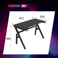 Bureau d'ordinateur moderne et simple en métal pour le bureau à domicile avec design ergonomique, porte-gobelet et crochet pour casque