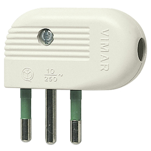Prise Vimar 2P+T 10A 250V Blanche Angle 90 Degrés - Product Image 1