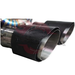 Escape de titanio Vortex X-Pipe para McLaren 720S 4.0L V8 Biturbo, sección central de rendimiento con punta de carbono azul quemado y corte tipo pie. - Product Image 6